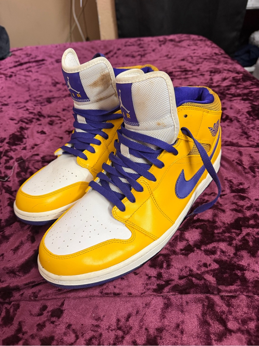 Jordan Mid-Top Sneakers in Yellow, White & Purple
